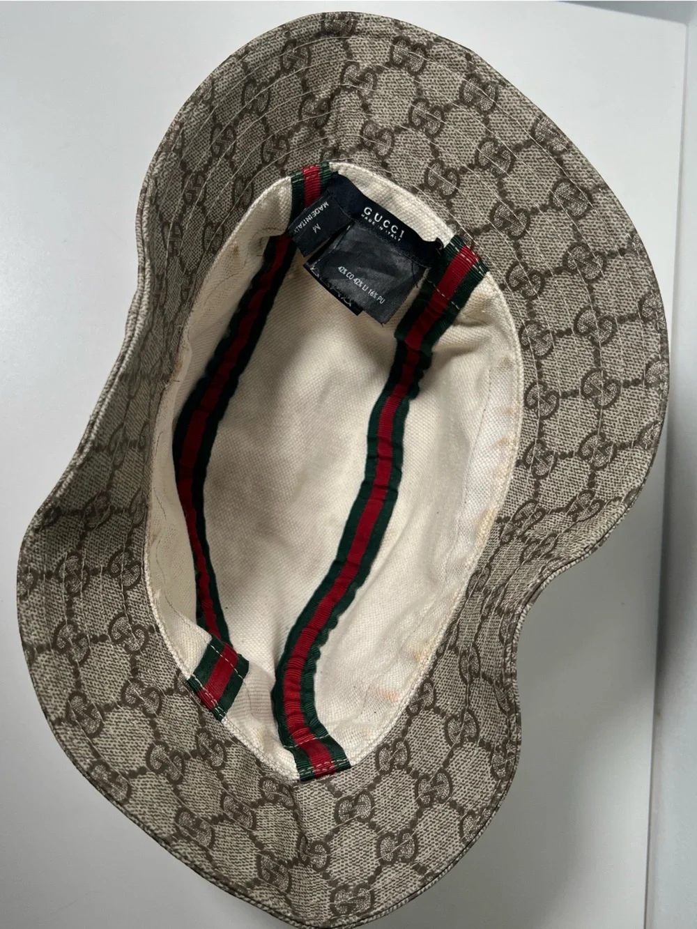 Gucci GG Supreme Monogram Logo Canvas Web Stripe Bucket Hat